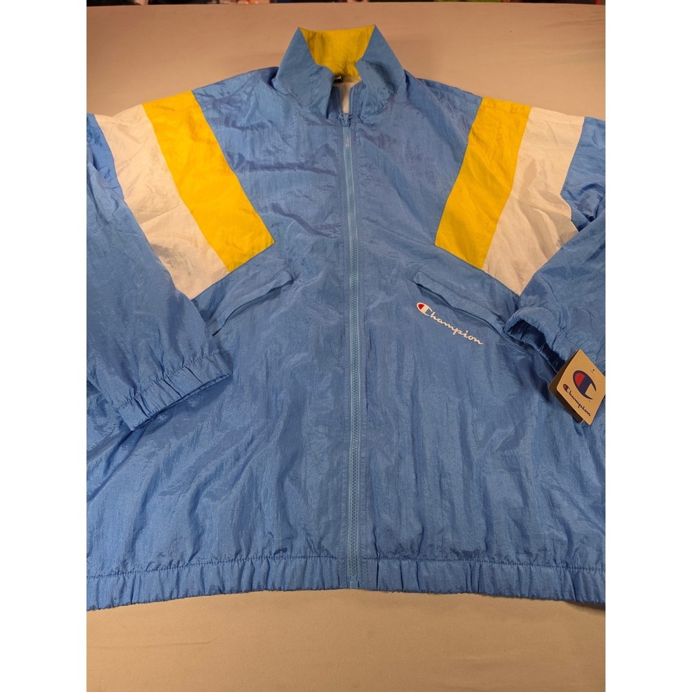 Champion Mens Colorblock Windbreaker Jacket Blue Yellow White 3XL New